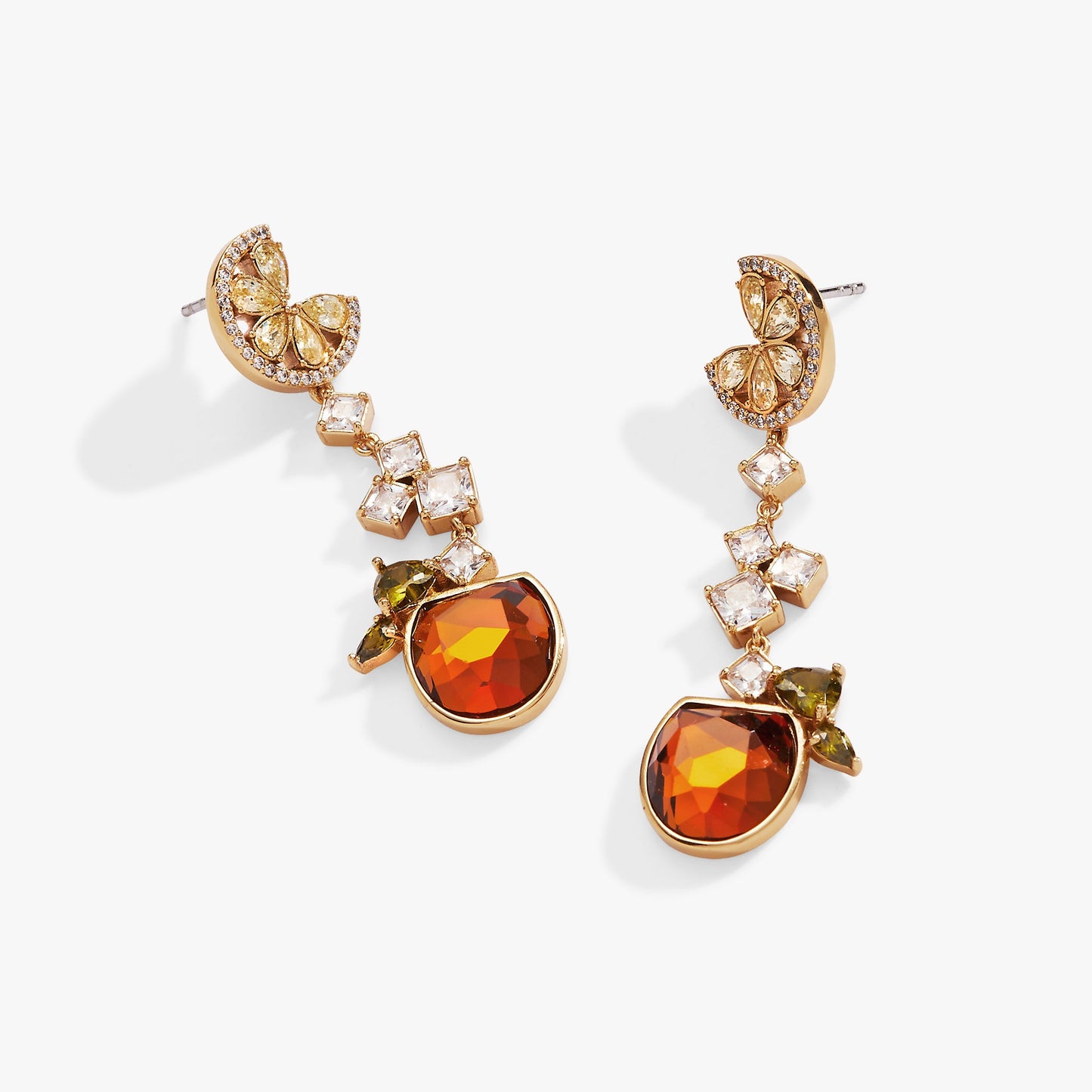 Spritz O'Clock Statement Earrings ✨🍋🧃 Gold Aperol Spritz Crystal Drop Earrings | Alex and Ani 💎👑