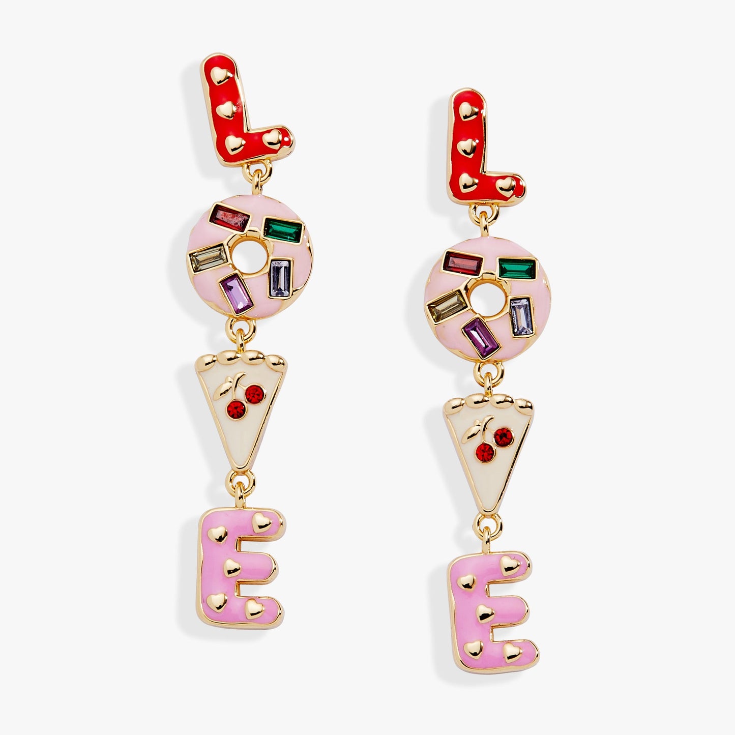 Sweet Shop 'Love' Linear Drop Statement Earrings ✨❤️🍰 Gold Crystal Cookie Charm Dangle Earrings | Alex and Ani 💎👑