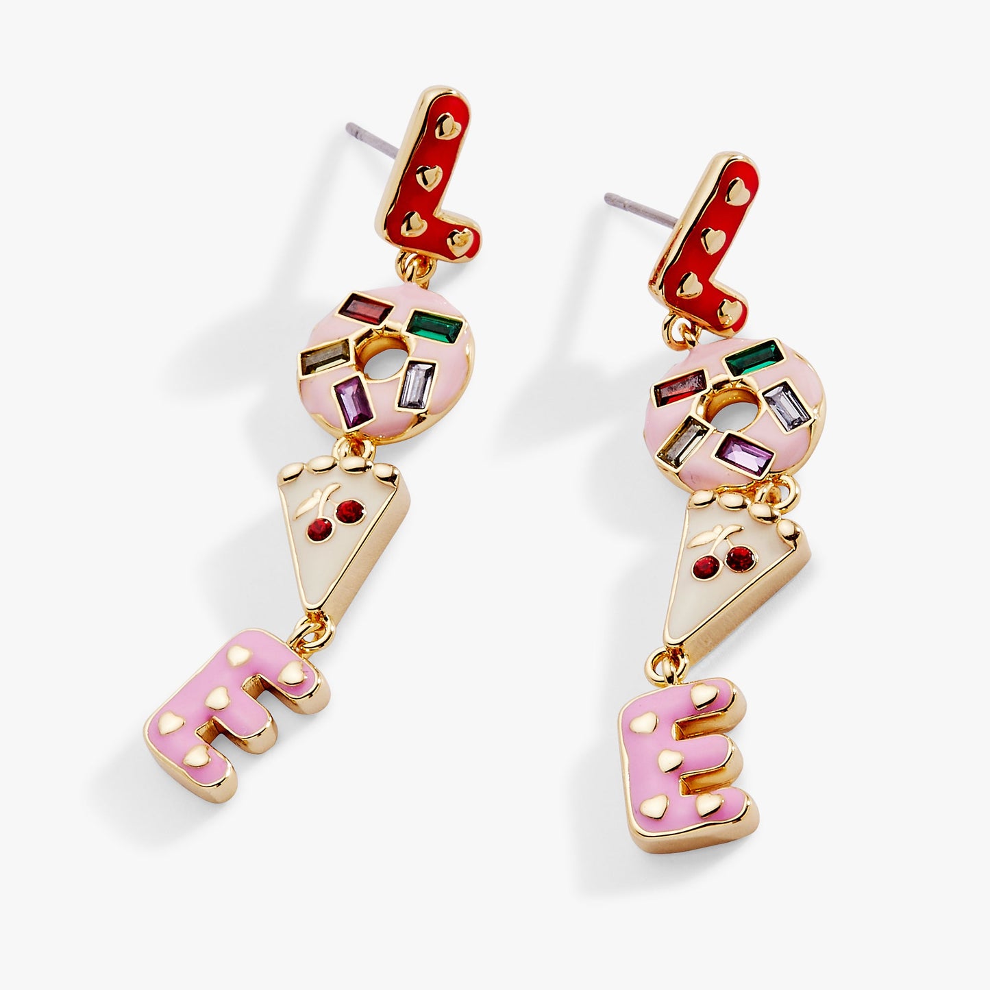 Sweet Shop 'Love' Linear Drop Statement Earrings ✨❤️🍰 Gold Crystal Cookie Charm Dangle Earrings | Alex and Ani 💎👑