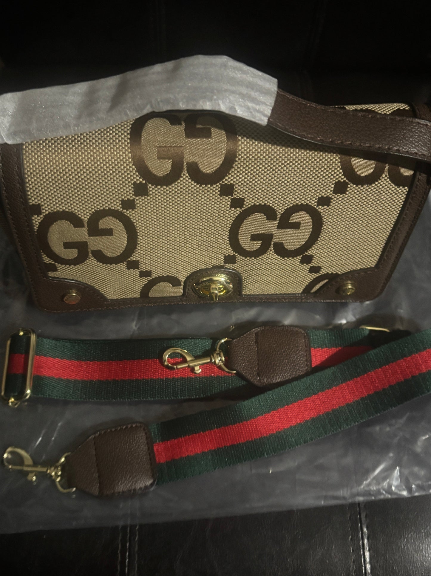 Jumbo Monogram Canvas Shoulder Bag Web Strap 🤎✨ #1553