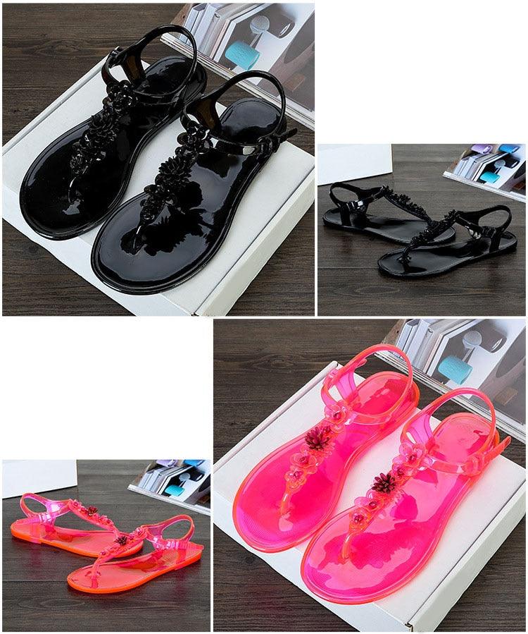 Flower T-Strap Flat Thong Sandals ✨🌸👡 Women's Non-Slip Beach Flip Flops | 3 Colors 🖤🤍🪩
