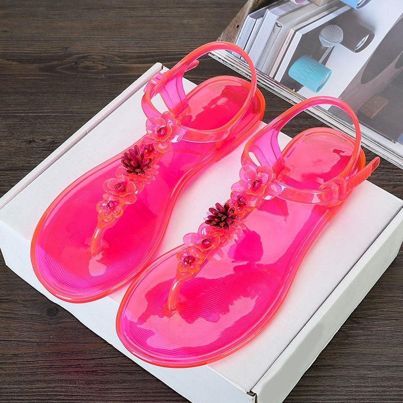 Flower T-Strap Flat Thong Sandals ✨🌸👡 Women's Non-Slip Beach Flip Flops | 3 Colors 🖤🤍🪩