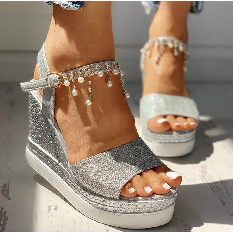 Espadrille Platform Wedge Sandals ✨👠🌸 Women's Buckle Strap Peep Toe Slingback | 5 Colors 🥇🪩🤍