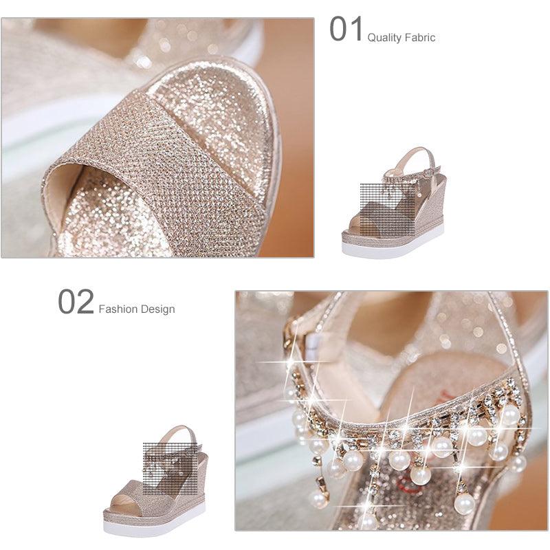Espadrille Platform Wedge Sandals ✨👠🌸 Women's Buckle Strap Peep Toe Slingback | 5 Colors 🥇🪩🤍