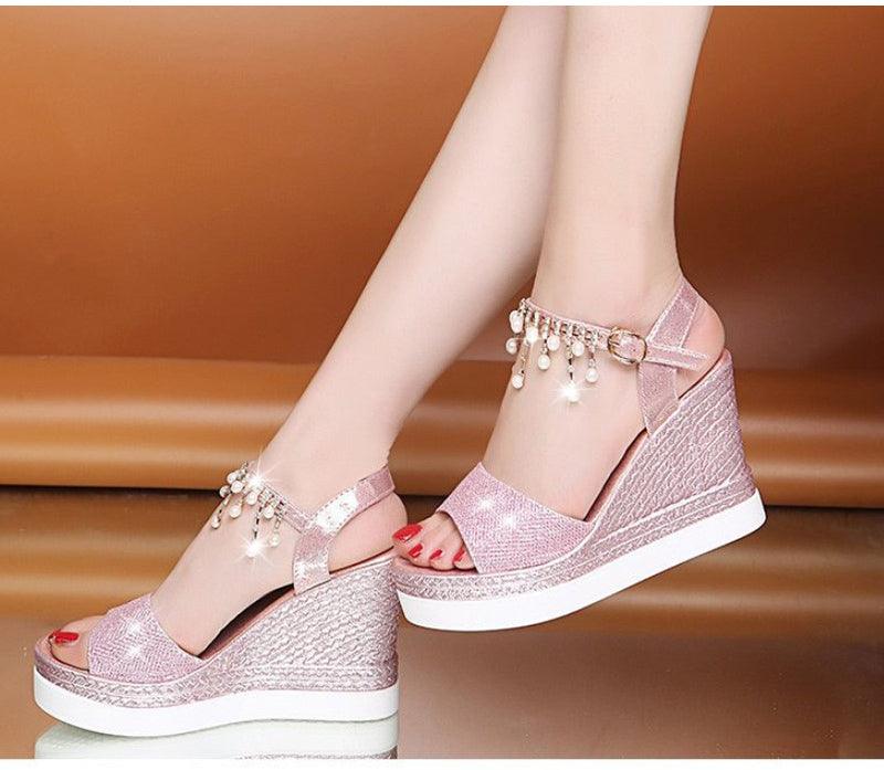 Espadrille Platform Wedge Sandals ✨👠🌸 Women's Buckle Strap Peep Toe Slingback | 5 Colors 🥇🪩🤍