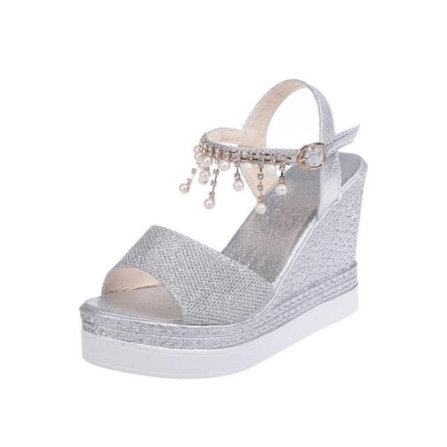 Espadrille Platform Wedge Sandals ✨👠🌸 Women's Buckle Strap Peep Toe Slingback | 5 Colors 🥇🪩🤍