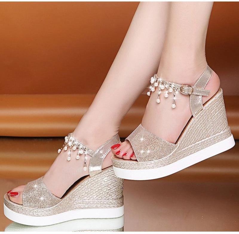 Espadrille Platform Wedge Sandals ✨👠🌸 Women's Buckle Strap Peep Toe Slingback | 5 Colors 🥇🪩🤍