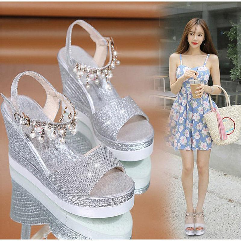 Espadrille Platform Wedge Sandals ✨👠🌸 Women's Buckle Strap Peep Toe Slingback | 5 Colors 🥇🪩🤍