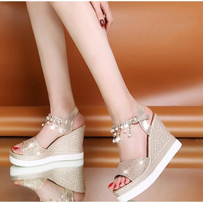 Espadrille Platform Wedge Sandals ✨👠🌸 Women's Buckle Strap Peep Toe Slingback | 5 Colors 🥇🪩🤍