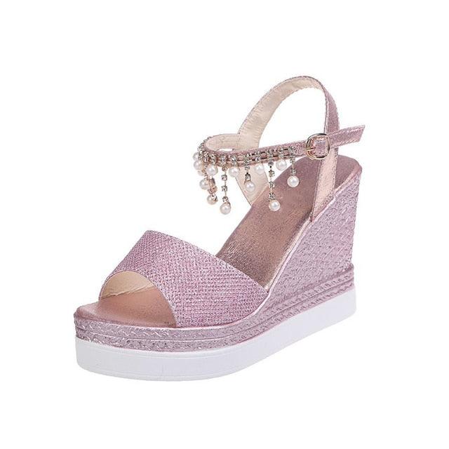 Espadrille Platform Wedge Sandals ✨👠🌸 Women's Buckle Strap Peep Toe Slingback | 5 Colors 🥇🪩🤍