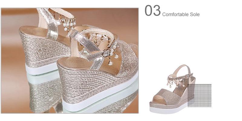 Espadrille Platform Wedge Sandals ✨👠🌸 Women's Buckle Strap Peep Toe Slingback | 5 Colors 🥇🪩🤍