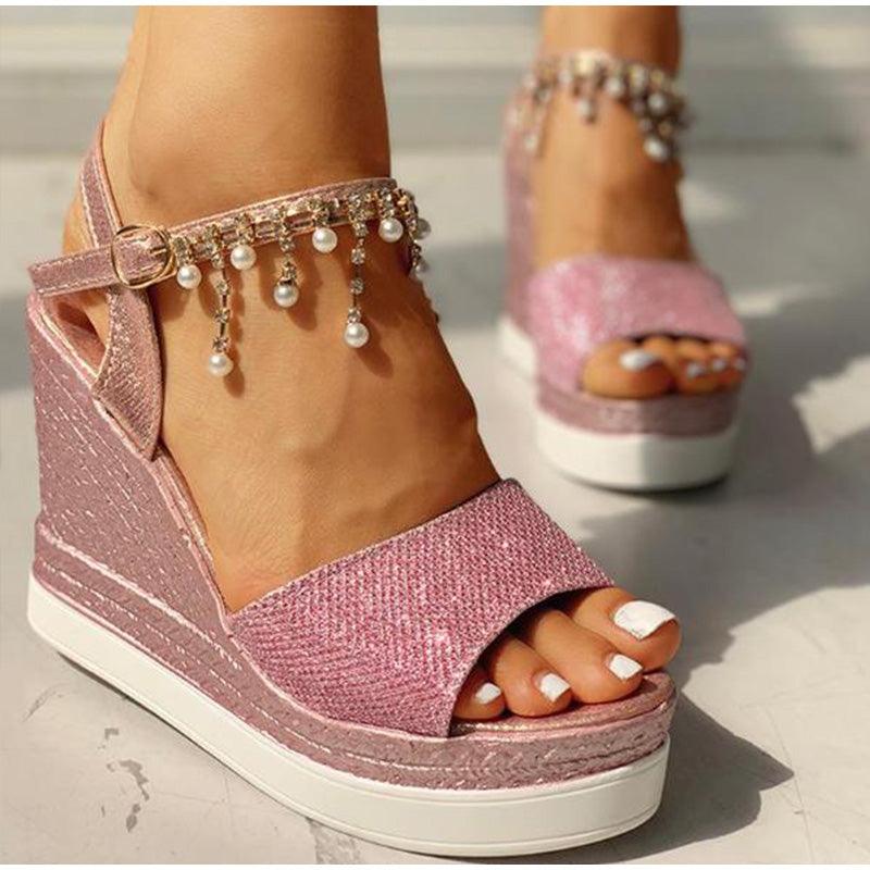 Espadrille Platform Wedge Sandals ✨👠🌸 Women's Buckle Strap Peep Toe Slingback | 5 Colors 🥇🪩🤍