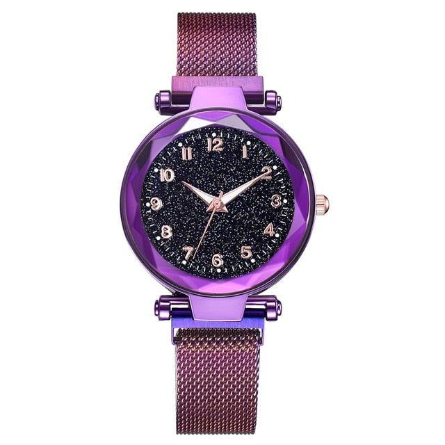 Women's Starry Sky Luxury Watch ⌚✨ Diamond Dial Luminous Quartz | Stainless Steel Mesh | 11 Colors 💜💙🖤