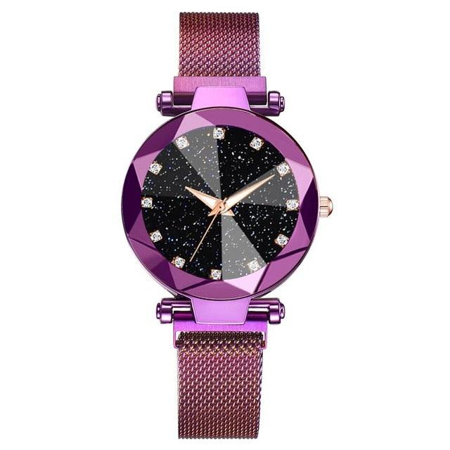 Women's Starry Sky Luxury Watch ⌚✨ Diamond Dial Luminous Quartz | Stainless Steel Mesh | 11 Colors 💜💙🖤