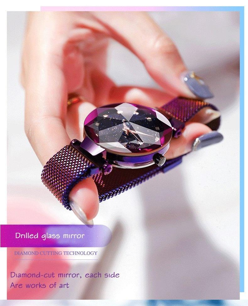 Women's Starry Sky Luxury Watch ⌚✨ Diamond Dial Luminous Quartz | Stainless Steel Mesh | 11 Colors 💜💙🖤