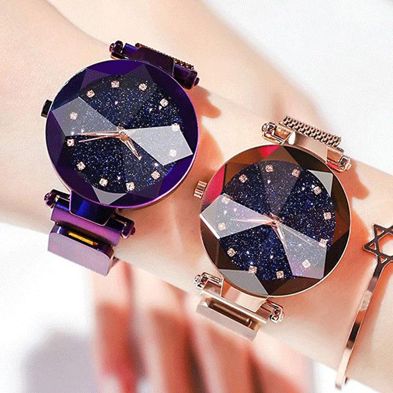 Women's Starry Sky Luxury Watch ⌚✨ Diamond Dial Luminous Quartz | Stainless Steel Mesh | 11 Colors 💜💙🖤