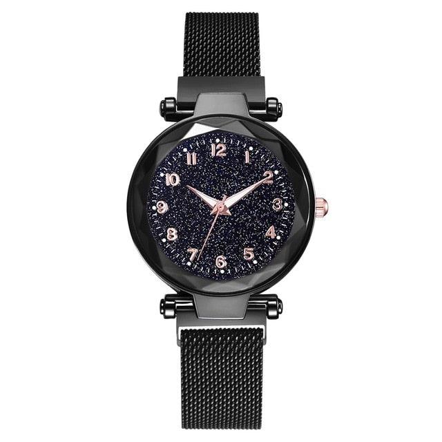 Women's Starry Sky Luxury Watch ⌚✨ Diamond Dial Luminous Quartz | Stainless Steel Mesh | 11 Colors 💜💙🖤