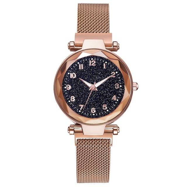 Women's Starry Sky Luxury Watch ⌚✨ Diamond Dial Luminous Quartz | Stainless Steel Mesh | 11 Colors 💜💙🖤
