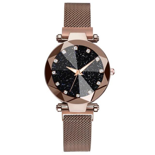 Women's Starry Sky Luxury Watch ⌚✨ Diamond Dial Luminous Quartz | Stainless Steel Mesh | 11 Colors 💜💙🖤