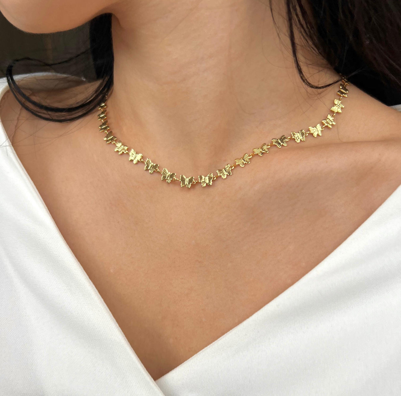 🦋✨ Gold Butterfly Chain Necklace 14" — Item #1575
