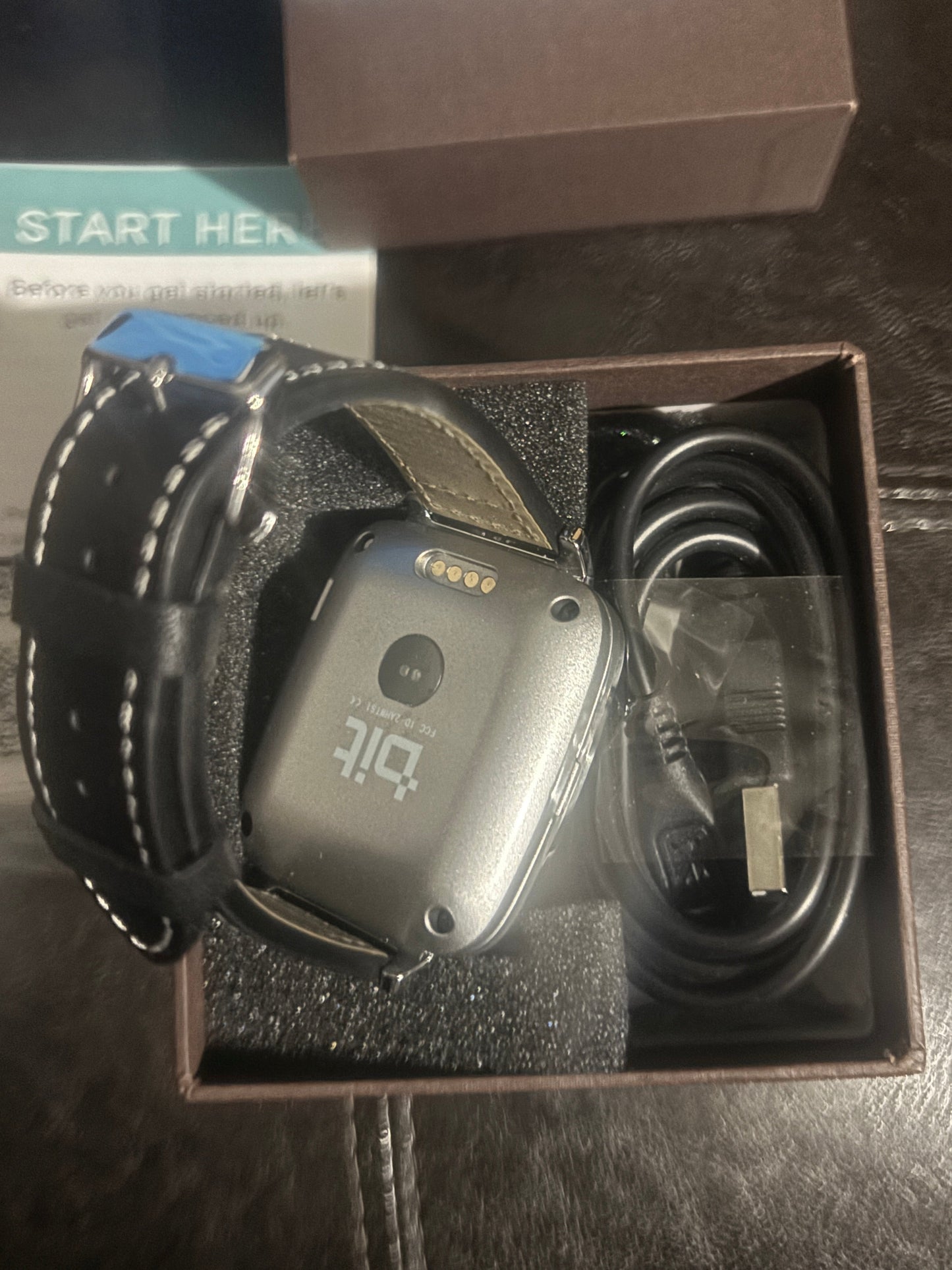 ⌚✨ Beantech S1 Smartwatch Silver — Black Calfskin Leather Strap — Item #1871